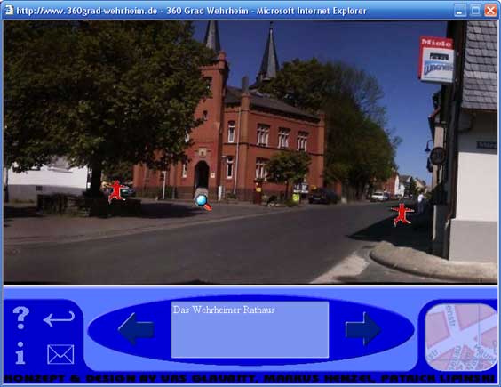 Internet-Projekte: Screenshot der Anwendung zum Navigieren der 360Grad-Panoramen
