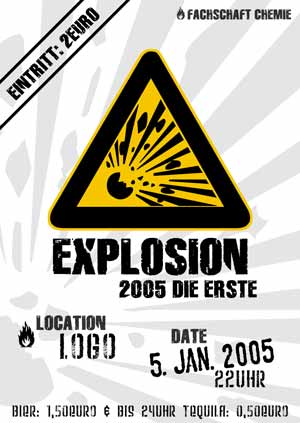 Grafik: Flyer für die Partyreihe 'Explosion'