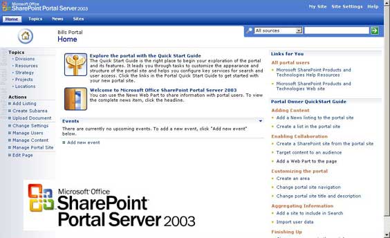 Sonstiges: Screenshot der SharePoint Portal Server 2003 Anwendung